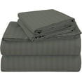 thumbnail image 1 of Bed Sheet Set 4 Piece with 1 Zipper Closure Duvet Cover - 100% Egyptian Cotton & 600 Thread Count 5 Piece Bedding Sheet Set - Fit Upto 16" Inch Deep Pocket - Dark Grey Stripe, Olympic Queen Size., 1 of 7