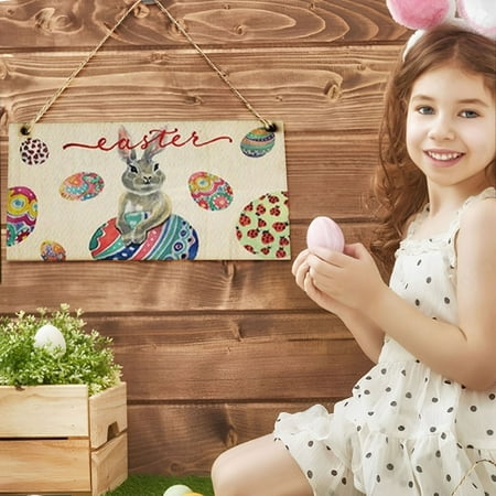 

DBYLXMN Wooden Easter Bunny Tag In Honor Of Home Decoration Rabbit Pattern Wooden Hanging Board Winter Garland for Decorating