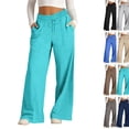 thumbnail image 2 of Baggy Sweatpants Women Wide Leg High Waisted Yoga Pants Drawstring Fall Outfits Fashion Teen Girl Athletic Yoga Joggers,Mint Green 2XL, 2 of 7