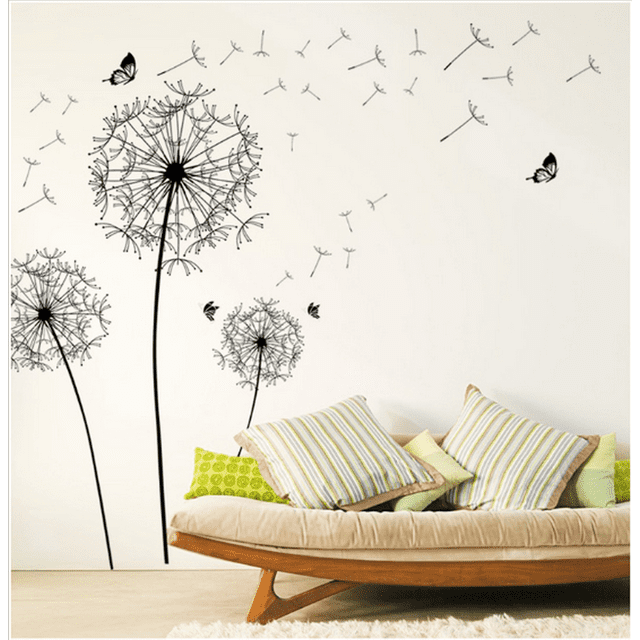 Vinil Decorativo Mariposa En Diente De León Sala Habitación DaraBaby Syene VinDe014