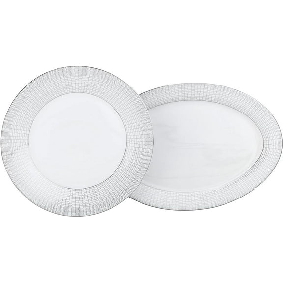 Euro Porcelain 57-pc Banquet Dinnerware Set, Luxury China Tableware, Service for 8 (1330P), 6664-20
