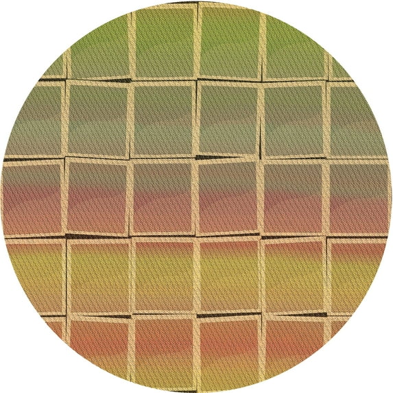 Ahgly Company Indoor Round Patterned Light Brown Area Rugs, 7' Round