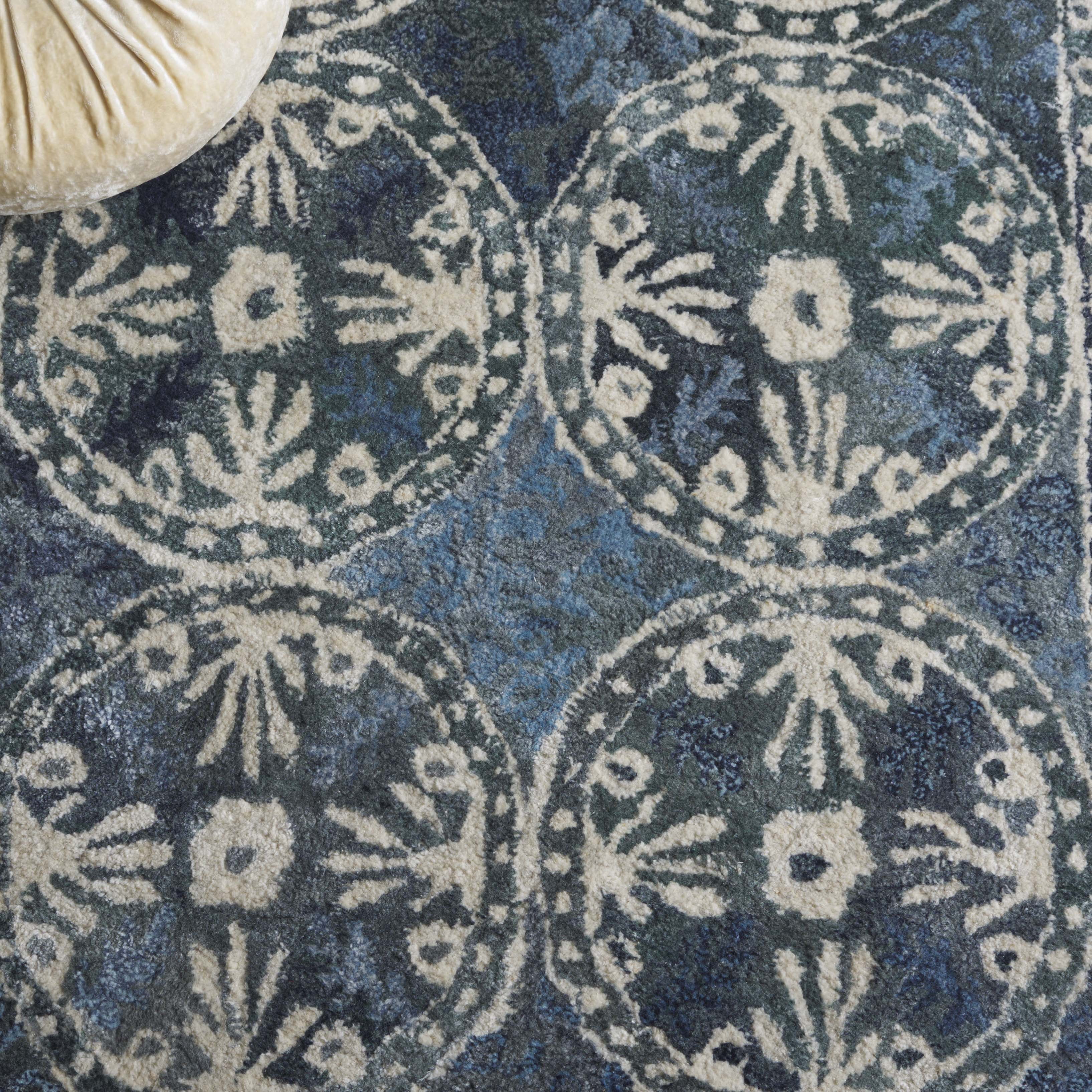 SAFAVIEH Anatolia Lucas Geometric Area Rug, Navy/Beige, 6' x 6' Square