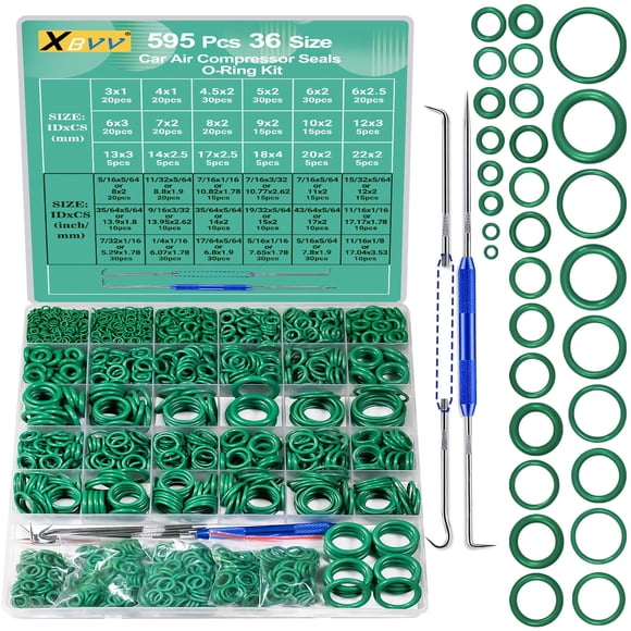 Kit de juntas tóricas XBVV 595 piezas métricas y SAE para aire acondicionado automotriz