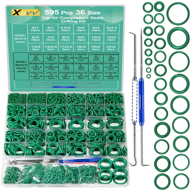 Kit de juntas tóricas XBVV 595 piezas métricas y SAE para aire acondicionado automotriz