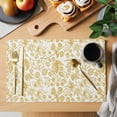 thumbnail image 2 of Yellow Flowers Placemats Set of 8, Country Pastoral Floral Leaves Vines Placemats for Dining Table, Place Mats for Kitchen Tabletop, Waterproof Wipeable Dining Table Mats Set, 2 of 9