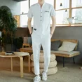 thumbnail image 3 of Conjunto de chándal de nailon blanco para hombre, conjunto de pantalones, sudadera, conjunto de camiseta y pantalones para hombre, nuevo conjunto elegante de manga corta a juego, 3 of 5