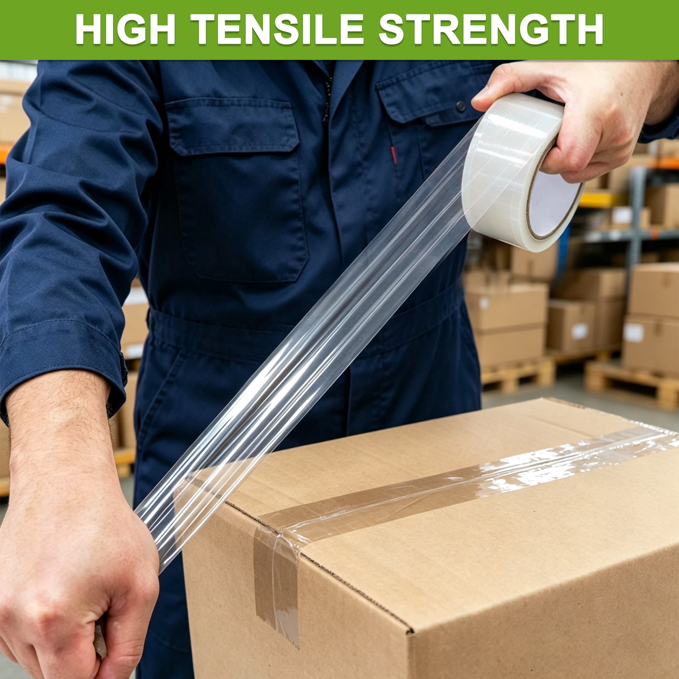 GARITIN Packing Tape, 6 Rolls Heavy Duty Clear Packaging Tape with Dispenser, Strong Shipping Moving Tape Refill for Boxes, Mailing, Storage and Package Sealing