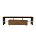 thumbnail image 4 of TV Cabinet for 55 Inch TV, SEGMART TV Stand with LED Lights, High Gloss TV Console with Drawers, Home Media Entertainment Center for Living Room, Walnut+Black, LL313, 4 of 10