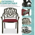 thumbnail image 3 of MEETWARM 5 Piece Outdoor Furniture Patio Dining Set, All-Weather Cast Aluminum Patio Table and Chairs Set- 4 Cushioned Chairs, 1 Round Dining Table with Umbrella Hole for Backyard, Chili Red, 3 of 8
