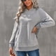 thumbnail image 2 of Sudadera informal con cuello redondo y manga larga de color puro, sudadera con capucha gris claro para mujer XL, 2 of 8
