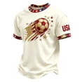 thumbnail image 2 of Men's USA Soccer Jersey Shirts 2026 Country Team Short Sleeve Crew Neck Fan International Football Shirt Retro Streetwear Top Beige XXXXL, 2 of 4