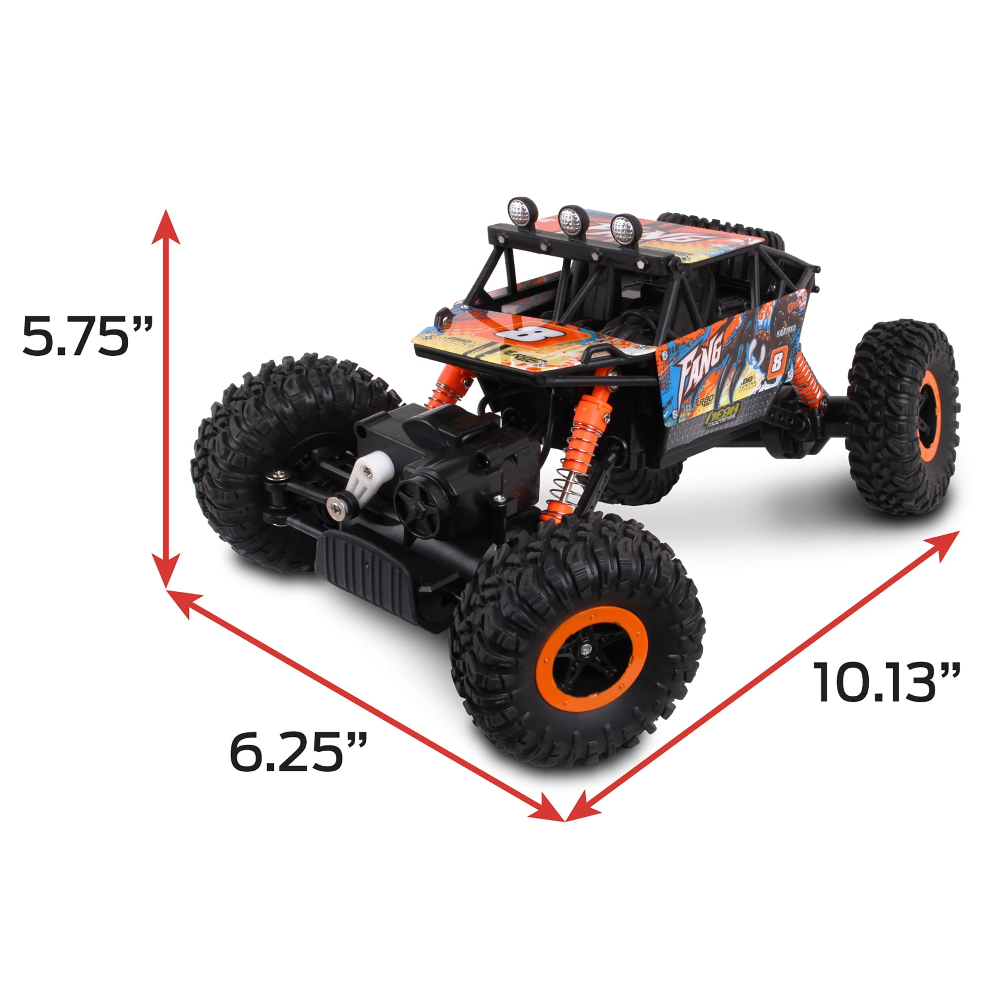 Mean Machines: RC Rock Crawler Fang - NKOK 1:16 Scale Battery Operated Radio Control, 2.4 GHz, LED Lights