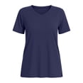 thumbnail image 5 of Sevevn Women's V Neck Short Sleeve Workout Tops Loose Fit Quick Dry Side Slit Athletic T-Shirts Navy M, 5 of 5