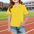 thumbnail image 5 of longantii Girls Polo Shirt Short Sleeve Classic Collared School Shirts Golf Polo Shirts Solid Color Uniform 2026 Summer Clothing Yellow 4-5 Years, 5 of 9
