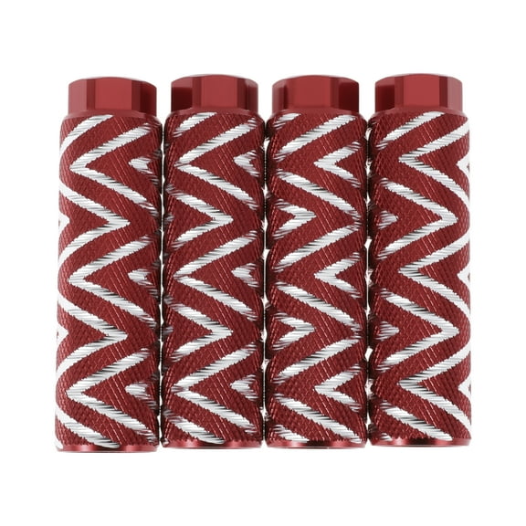 4 Pcs Aluminum Alloy Anti-Skid Bike Pegs 100mm Length Wave Texture Bicycle Backseats Stands Cycling Foot Pegs 3/8 inch Axles Red