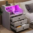 thumbnail image 5 of Afuhokles Nightstand Set of 2 with Charging Station and LED Lights, Night Stand with Hutch and Storage Drawers, Gray, 5 of 8