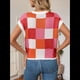 thumbnail image 5 of Suéter de Verano para Mujer, Cuello Redondo, Corta, Tejido con Bloques de Color, Color Rosa Rojo, XL, 5 of 9