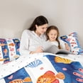 thumbnail image 4 of Castle Fairy Watercolor Vertical Stripe Fish Coral Queen Comforter Set 3 Pieces,Tropical Reef Shell Pastel Print Comforter Sets Queen,Orange Blue,Reversible,1 Comforter and 2 Pillowcases, 4 of 6