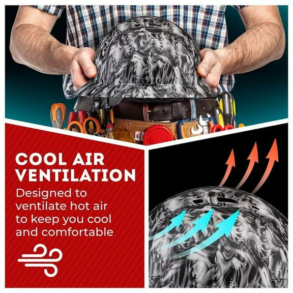 Acerpal 1TT8WMV Full Brim Three Wise Skulls Matte Finish Vented Hard Hat