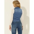 thumbnail image 4 of INSPIRE CHIC Chaqueta tipo chaleco de mezclilla lavada sin mangas con cierre asimétrico y solapa con muescas para mujer Azul S, 4 of 5