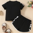 thumbnail image 5 of NOLDARES Toddler Girl Summer Outfits girls Clothes Kids Cute Cow Print Shorts Set 2 Piece Clothing Sets(A1-Black,18-24 Months), 5 of 7