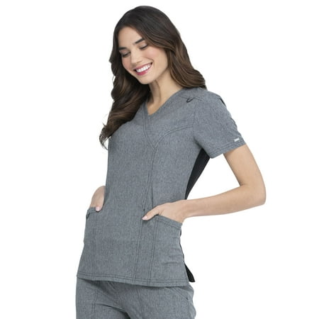 

Elle Scrubs Top for Women Mock Wrap EL620 M Heather Grey