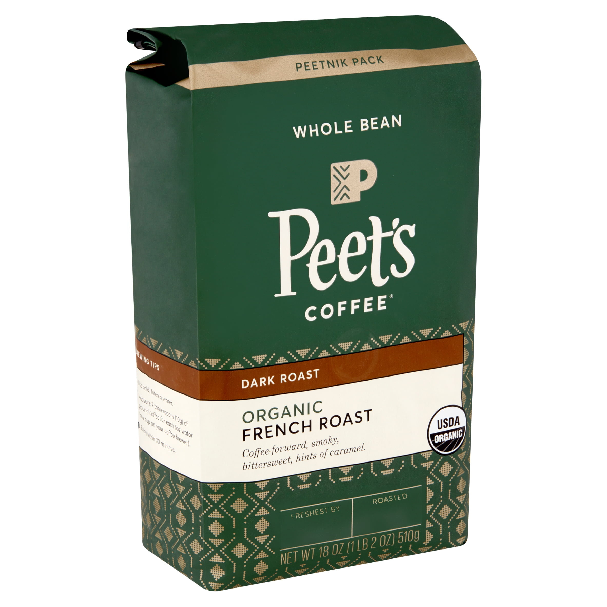 Peet's Coffee Organic French Dark Roast Whole Bean Coffee Peetnik Pack