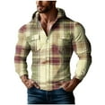 thumbnail image 2 of FDGIU 2025 Men's Hooded Flannel Shirt - Button Down Plaid Shacket, Fleece Lined Fall Jacket with Pockets, Fall Winter Top, 2 of 5
