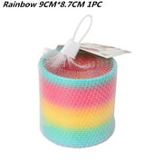 Funny Creative Magical Folding Toys Plastic Rainbow Circle Slinky Spring Coil for Children Early Development Educational Rainbow 9CM 1PC