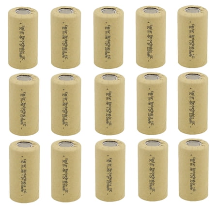 Kastar 15-Pack Nickel Metal Hydride (Ni-MH) Rechargeable Paper Wrapped Sub C SC Cell 1.2V 2200mAh Battery Flat Top Replacement for Any of 1000mAh ~ 2500mAh Ni-CD & Ni-MH Sub C SC Cells