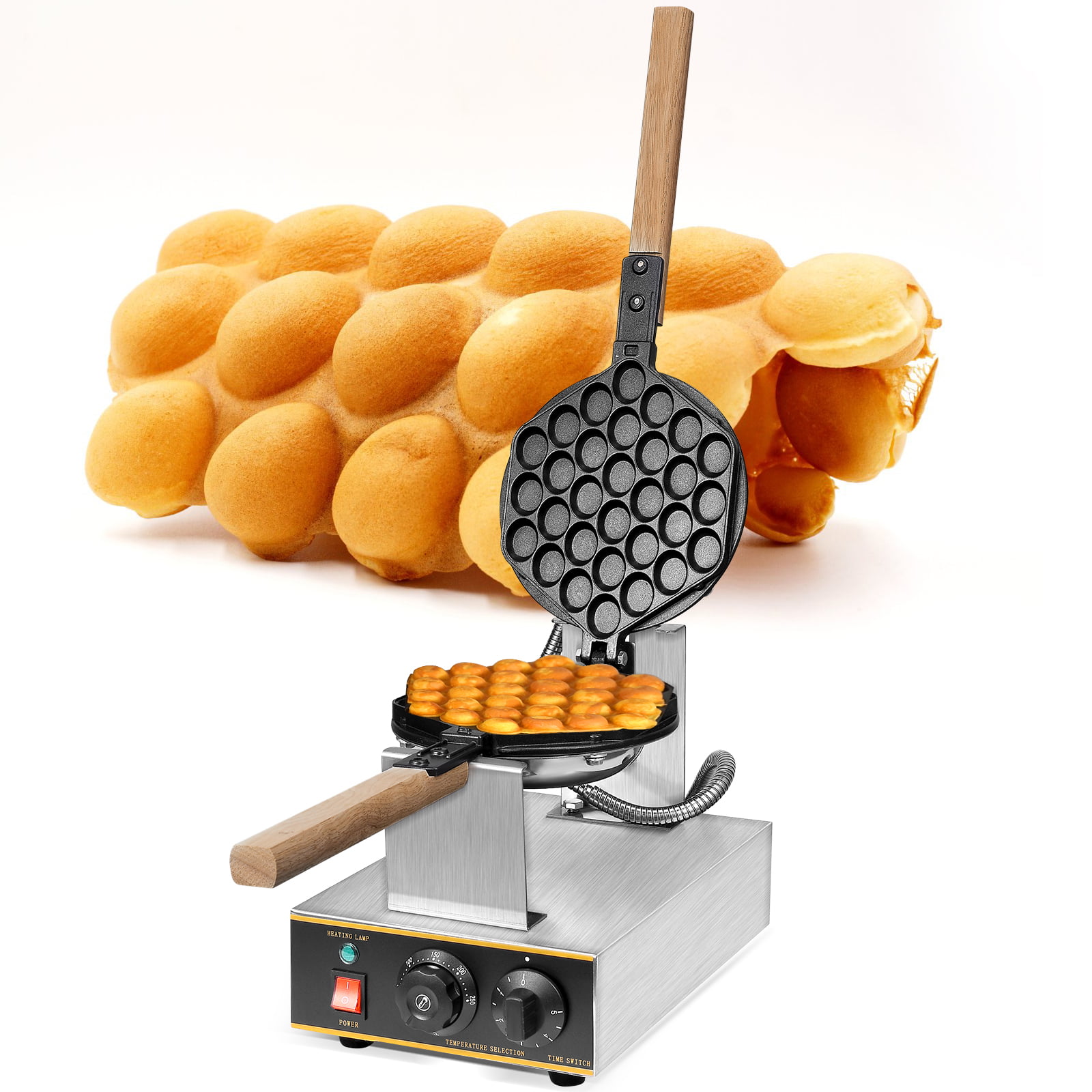 Commercial Nonstick Electric Egg Cake Egg Shaped Waffle Maker Iron Baker Machine 