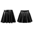 thumbnail image 6 of renvena Kids Girls Shiny Metallic Pleated A-Line Skirt High Waist Athletic Scooter Skirt Black 12, 6 of 7