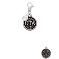 thumbnail image 2 of Delight Jewelry Silvertone Occupational Therapist Caduceus Seal - OTA - Silvertone Clip on Charm with Clear Crystal Drop, 2 of 4
