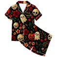 thumbnail image 4 of Kids Halloween Pajamas Size 4-5 Years Childrens Nightwear Full Print Top with Shorts Soft Homewear Set Pjs for Girls Black, 4 of 4