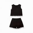 thumbnail image 5 of UngA Little​ Kid Girl's 2 Piece Outfits Sleeveless Rib Knit Sleeveless Cropped Tank Tops Shorts Set Toddler Kids Girl Tracksuit Ribbed Summer 9-10 Years,Black, 5 of 5