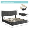 thumbnail image 2 of King Size Bed Frame with Adjustable Headboard and 4 Storage Drawers, Soft Upholstered Platform Bed Frames with Wooden Slats Support, No Box Spring Needed, Dark Grey, 2 of 7