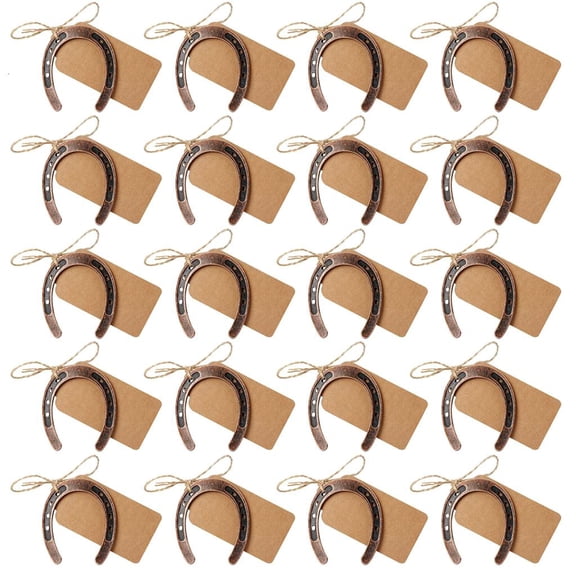 20pcs Good Lucky Horseshoe Wedding Favors for Guests Vintage Craft Horseshoe Favors with Kraft Gift Tags for Wedding