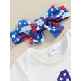 thumbnail image 6 of Suealasg 3Pcs Baby Girl 4th of July Outfits 3 6 12 18 Months Infant Independence Day Outfits Short Sleeve Letters Print Romper Popsicle Donut Print Shorts +Hairband, 6 of 7