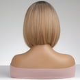 thumbnail image 3 of BERON Brown Short Wigs Straight Bob Hair Wigs for Women Brown Ombre Middle Part Synthetic Wigs Daily Party Use, 3 of 3