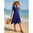 thumbnail image 6 of MecTo Summer Dresses for Women Soft V-neck Short Sleeve T shirts Asymmetrical Hem Casual Dress with Pockets, 6 of 8