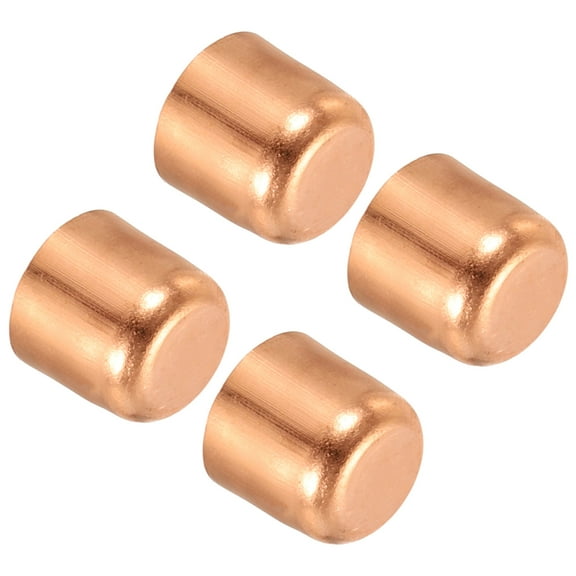 Uxcell 3/8 Inch ID Copper Pipe End Cap, 4 Pack Copper Fitting Cap Sweat Plug Solder Connection for HVAC, Air Conditioner