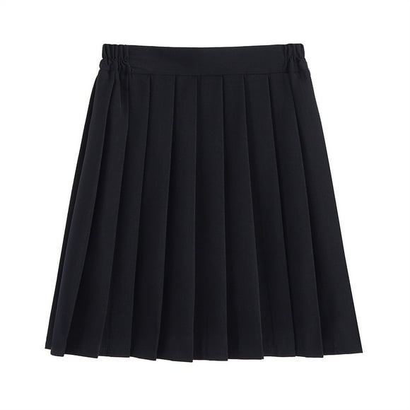 Prolriy Pleated Skirts for Women, Women Fashion Skirt School Solid Pleated Skirt Academic Skirt Sexy Temperament School Skirt Womens Skirts Black XL