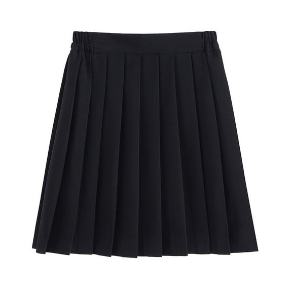YUEJUIR Midi Skirt Women Fashion School Uniform Solid Pleated Skirt Academic Style Skirt Mini Skirts for Women Summer Skirts for Women 2024 Womens Skirts (Black,XXXXXL)