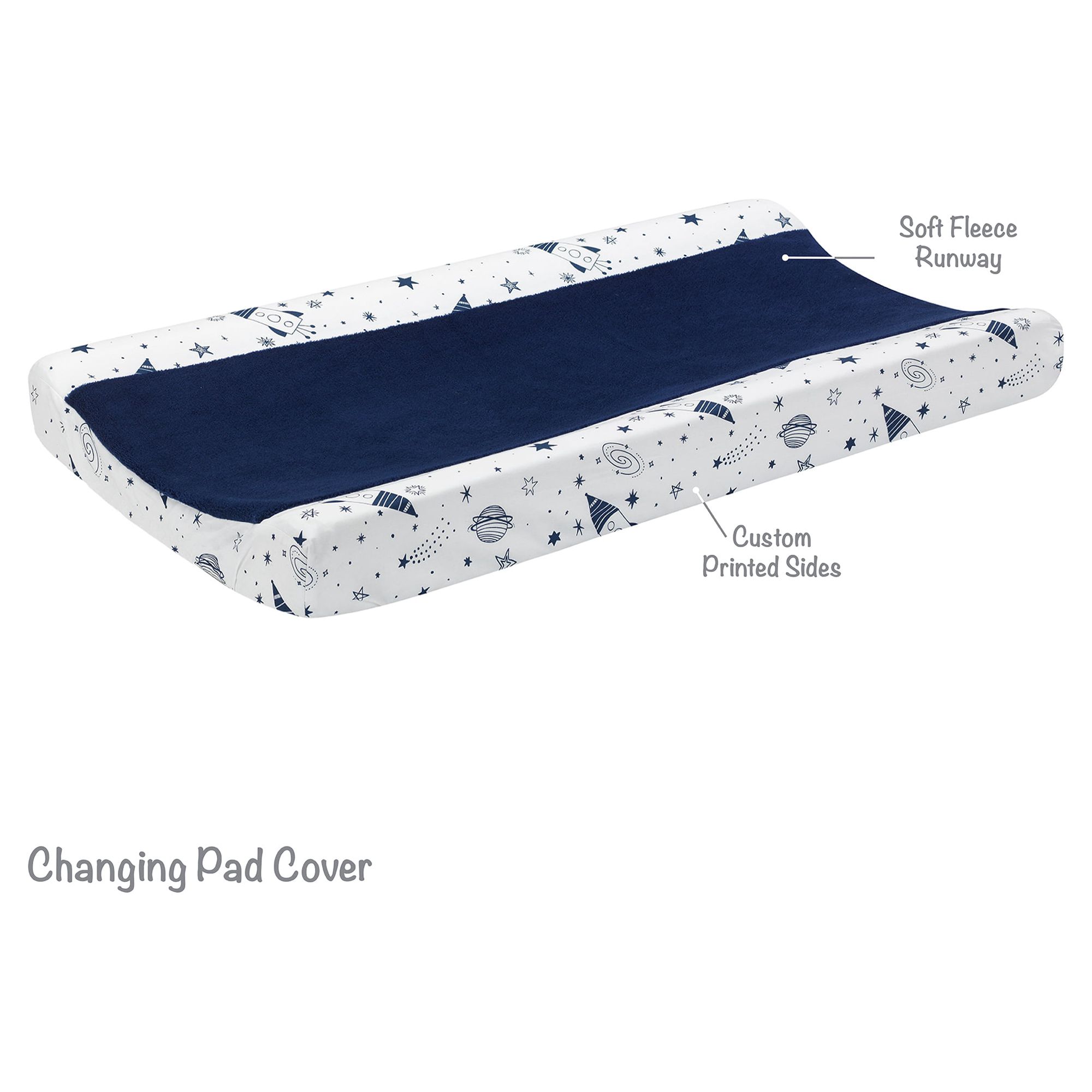 Lambs & Ivy Sky Rocket 5-Piece Blue Galaxy/Space Nursery Baby Crib Bedding Set