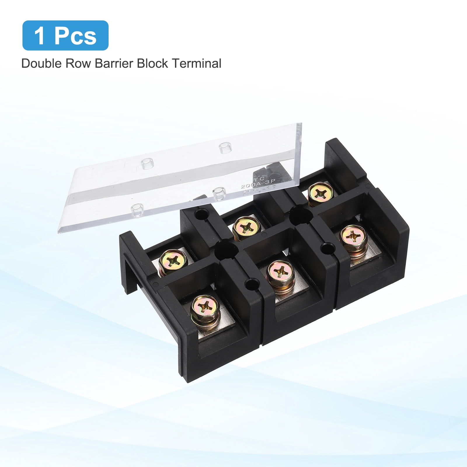 1 Pcs Barrier Terminal Strip Block 600V 200A Dual Rows 4 Positions Rail Base Screw Connector(The Shell Is Made of Flame Retardant and Heat Resistant Material)
