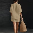 thumbnail image 6 of Two Piece Sets for Women Going out Summer V-Neck Short Sleeve And Long Pants Casual 2PC Sets, 6 of 6