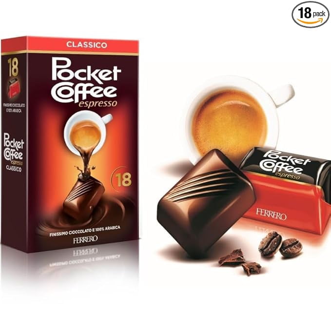 Ferrero Pocket Coffee Bite Size Ground Coffee, 6 Boxes - 18 Piece