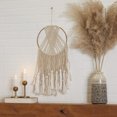 thumbnail image 2 of DecMode Cream Canvas Handmade Intricately Weaved Macrame Wall Decor with Beaded Fringe Tassels, 2 of 7