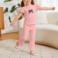 thumbnail image 4 of Cethrio Girls Summer Outfit Sets, Casual Flutter Sleeve Printed 2 Piece Girls Clothing sets Pink Size 7-8, 4 of 4